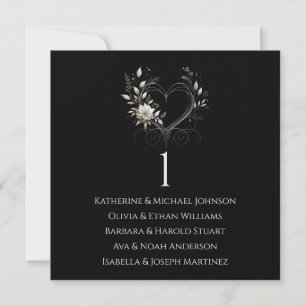 Weiße Blume mit einem Heart Wedding Chart Einladung