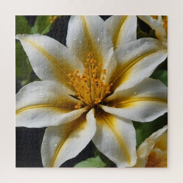 Weiße Blume mit gelben Akzenten Puzzle (Vertikal)
