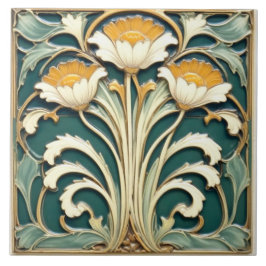 Weiße Blume mit gelben Pistien Fliese