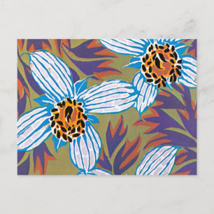 Weiße Blume mit Lila Blätter Postkarte