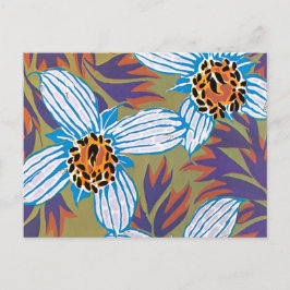 Weiße Blume mit Lila Blätter Postkarte