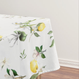 Weiße Blume, Mittelmeer, Zitrone Tischdecke