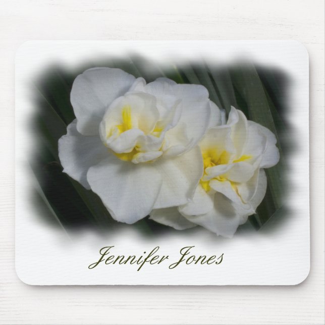 Weiße Blume Mousepad (Vorne)