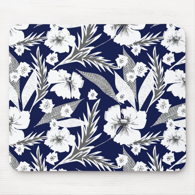 Weiße Blume Mousepad (Vorne)