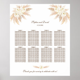 Weiße Blume Pampas Gras Hochzeitskarte Poster
