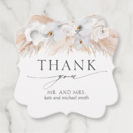 Weiße Blume Pampas Grass Hochzeit Vielen Dank Geschenkanhänger