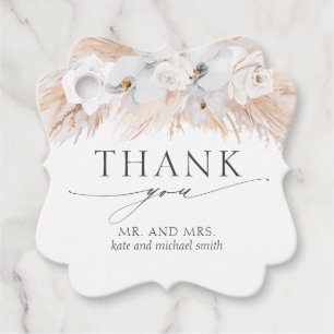 Weiße Blume Pampas Grass Hochzeit Vielen Dank Geschenkanhänger