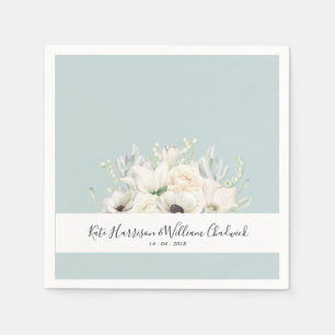 Weiße Blume Personalisiertes Hochzeitspapier Napk Serviette