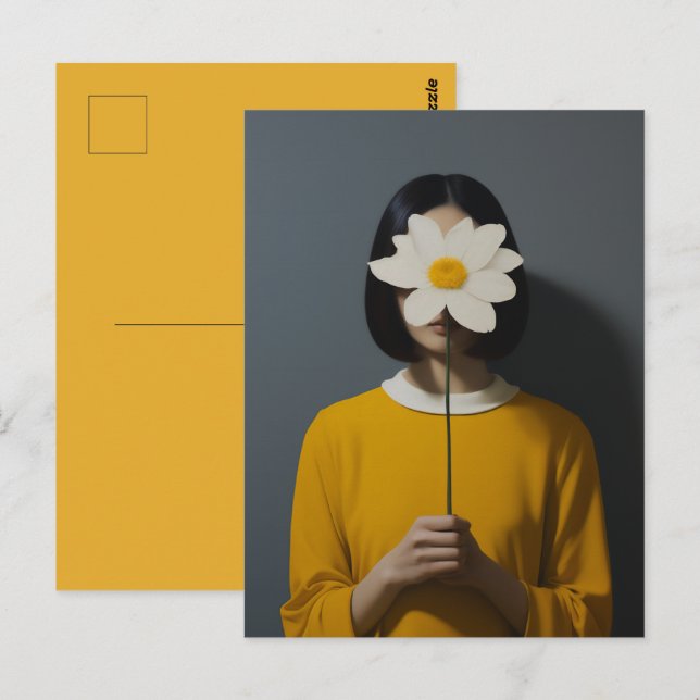 Weiße Blume Postkarte (Vorne/Hinten)
