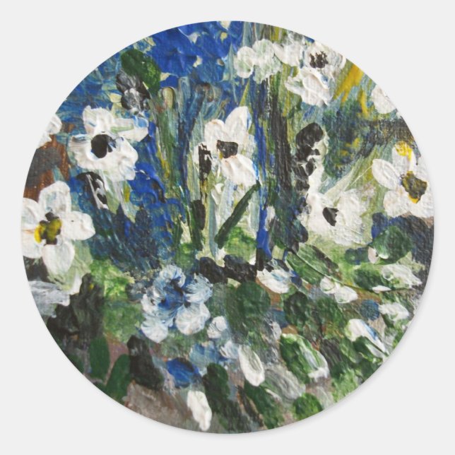 Weiße Blume Runder Aufkleber (Vorderseite)