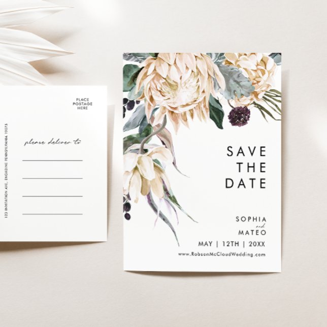 Weiße Blume Save the Date Postkarte (Von Creator hochgeladen)