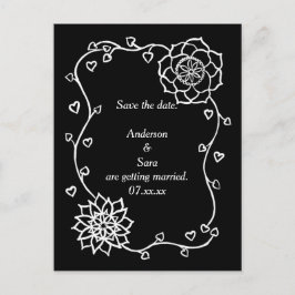 Weiße Blume Schwarze Save the Date Postkarten höre