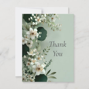 Weiße Blume setzen Grünen Hintergrund Danke Karte