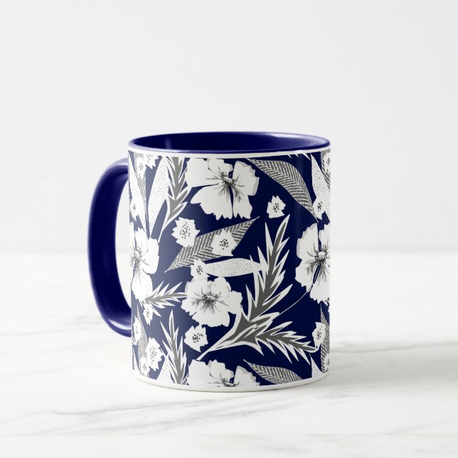Weiße Blume Tasse (Vorderseite Links)
