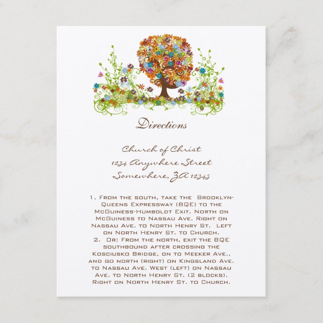 Weiße Blume Tree Hochzeitskarten Begleitkarte (Vorderseite)