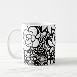 Weiße Blume und Blätter Garten Kaffeetasse