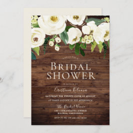 Weiße Blume und Brautparty aus Creme Einladung