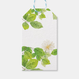 Weiße Blume und Grüne Blätter Garten Geschenkanhänger