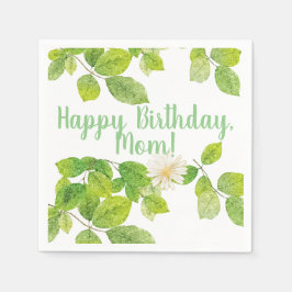 Weiße Blume und Grüne Blätter Garten Serviette