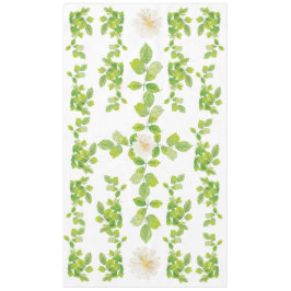 Weiße Blume und Grüne Blätter Garten Tischdecke