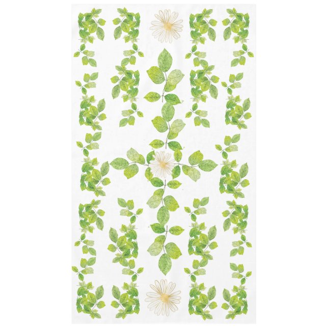 Weiße Blume und Grüne Blätter Garten Tischdecke (Vorderseite)