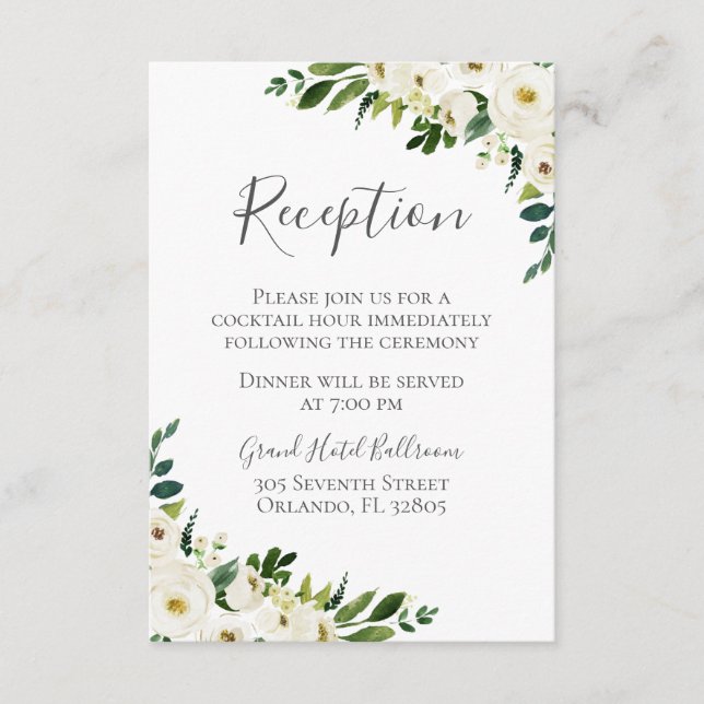 Weiße Blume und grüne Hochzeitskarten Begleitkarte (Vorderseite)