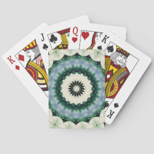 Weiße Blume und himmelblaue Mandala Spielkarten