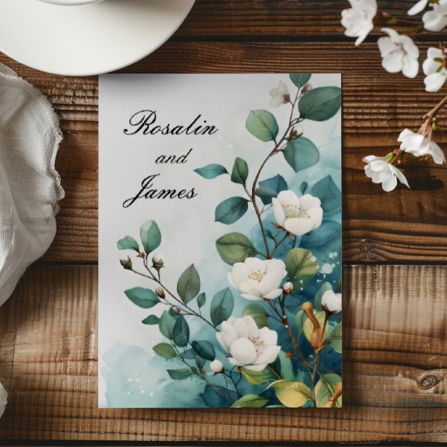 Weiße Blume und Hochzeiten im Grünen Einladung (Von Creator hochgeladen)