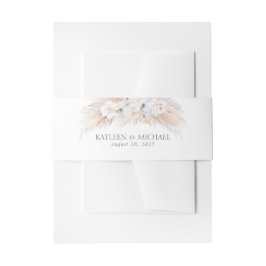 Weiße Blume und Pampas-Gras-Hochzeit Einladungsbanderole