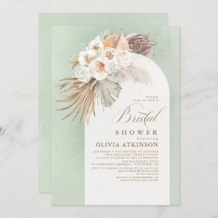Weiße Blume und Pampas Grass Boho Brautparty Einladung