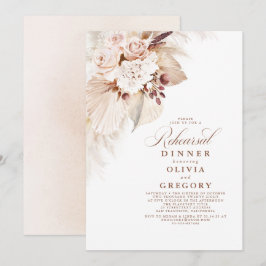 Weiße Blume und Pampas Probe Dinner Einladung