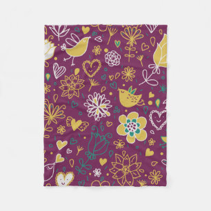Weiße Blume und Vögel Fleece Blanket