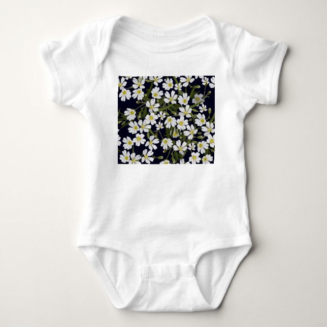 Weiße Blume: Vintages Muster. Baby Strampler (Vorderseite)