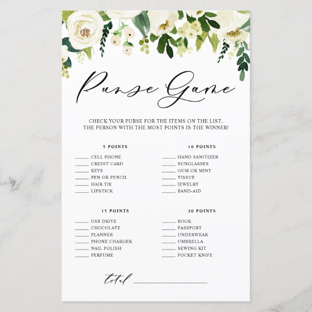 Weiße Blume Was ist in Ihrer Waschkarte? (Vorderseite)