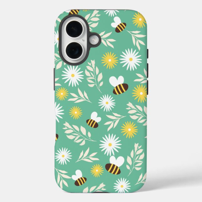 Weiße Blumen, Bienen Design Otterbox iPhone 16 Hül Case-Mate iPhone Hülle (Rückseite)