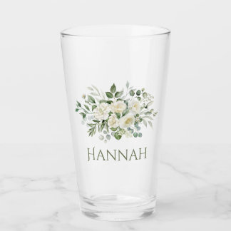 Weiße Blumen Brautjungfer Geschenk Glas