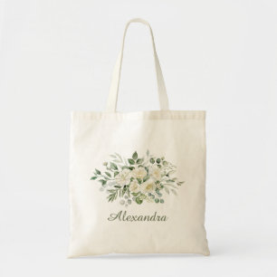 Weiße Blumen Brautjungfer Geschenk Tragetasche