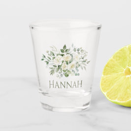 Weiße Blumen Brautjungfer Geschenktasse Schnapsglas