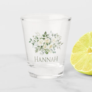 Weiße Blumen Brautjungfer Geschenktasse Schnapsglas