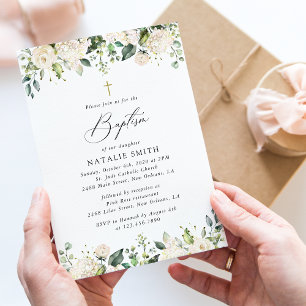 Weiße Blumen, cremefarbene Blumen, Boho, Florale T Einladung
