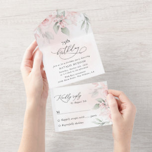 Weiße Blumen, cremefarbene Blumen, Boho, Geburtsta All In One Einladung