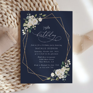 Weiße Blumen, cremefarbene Blumen, Boho, Geburtsta Einladung