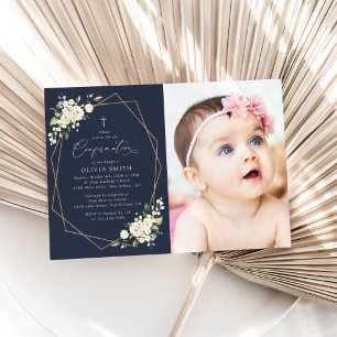 Weiße Blumen, cremefarbene Blumen, Boho, Konfirmat Einladung