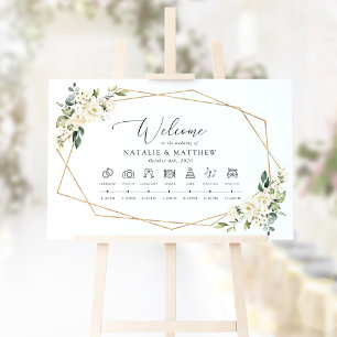 Weiße Blumen, cremefarbene Blumen, Hochzeitszeitpl Poster