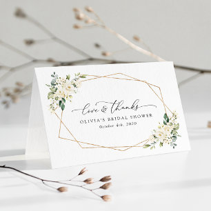Weiße Blumen, cremige Blumen, Boho, Brautparty Dankeskarte