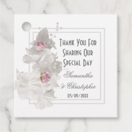 Weiße Blumen danke Ihnen Hochzeit Geschenkanhänger