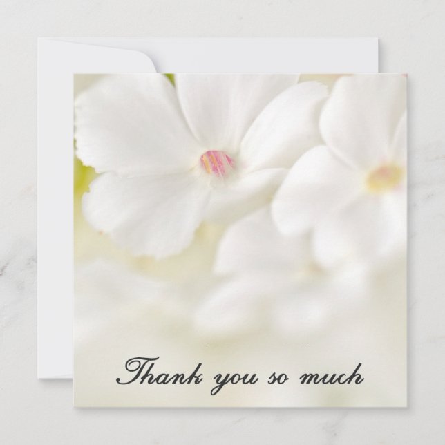 Weiße Blumen Danke Mitteilungskarte (Vorderseite)