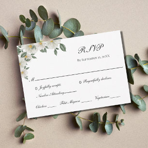 Weiße Blumen Elegant Formal Klassische Hochzeit RSVP Karte