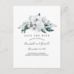 Weiße Blumen Elegant Save the Date Ankündigungspostkarte