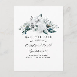 Weiße Blumen Elegant Save the Date Ankündigungspostkarte